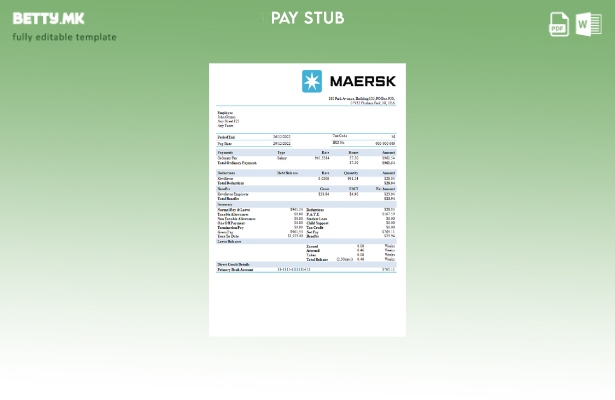 Модерен стил, шаблон за плаќања на компанија за испорака на САД Maesk